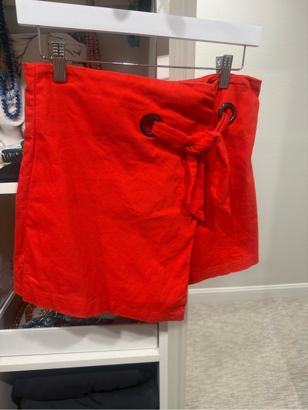 Judith March Red Mini Skort with Tie Detail